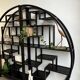 Vintage Black Circular Asian-Inspired Shelf Étagère, 2 parts