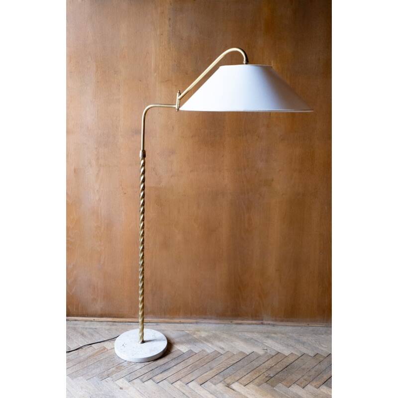 Brass and marble floor lamp, Italy 1950s
