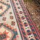 Antique Kazak Caucasian Carpet Wool 200x120 Vintage Blue Oriental Carpet 1900
