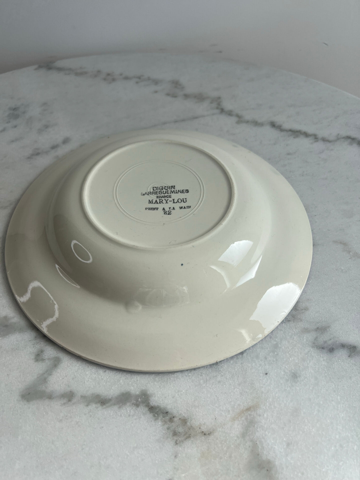 Mary-Lou hand-painted deep plate Digoin Sarreguemines