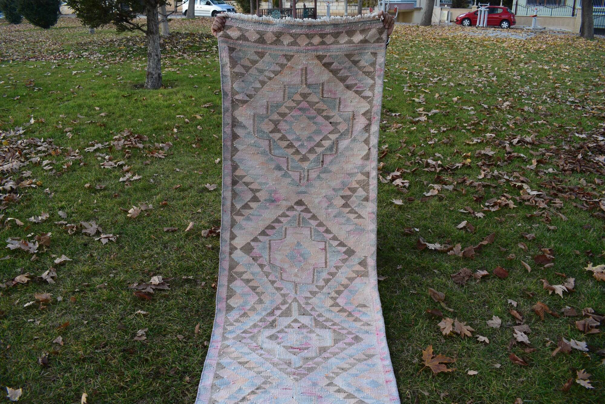 Vintage Turkish hallway rug 76x350 cm