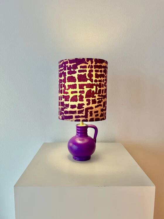 Expressive table lamp in Plum Black made from a vintage design vase by WGP.