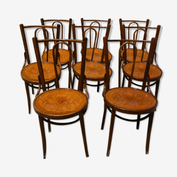 Lot de 8 chaises bistrot Art déco assises sérigraphiées