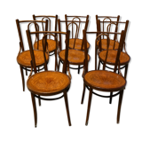 Lot of 8 Art Deco bistro chairs seated screen-printed
