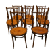Lot of 8 Art Deco bistro chairs seated screen-printed