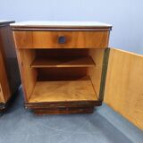 Pair of Mid-Century Walnut Nightstands with Glass Tops, 1950s
