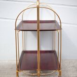 Vintage service, rolling bar, table, wheeled service, golden metal service, folding service