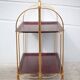 Vintage service, rolling bar, table, wheeled service, golden metal service, folding service