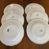 Servide 6 old dessert plates - proverbs and military - porcelain of gien