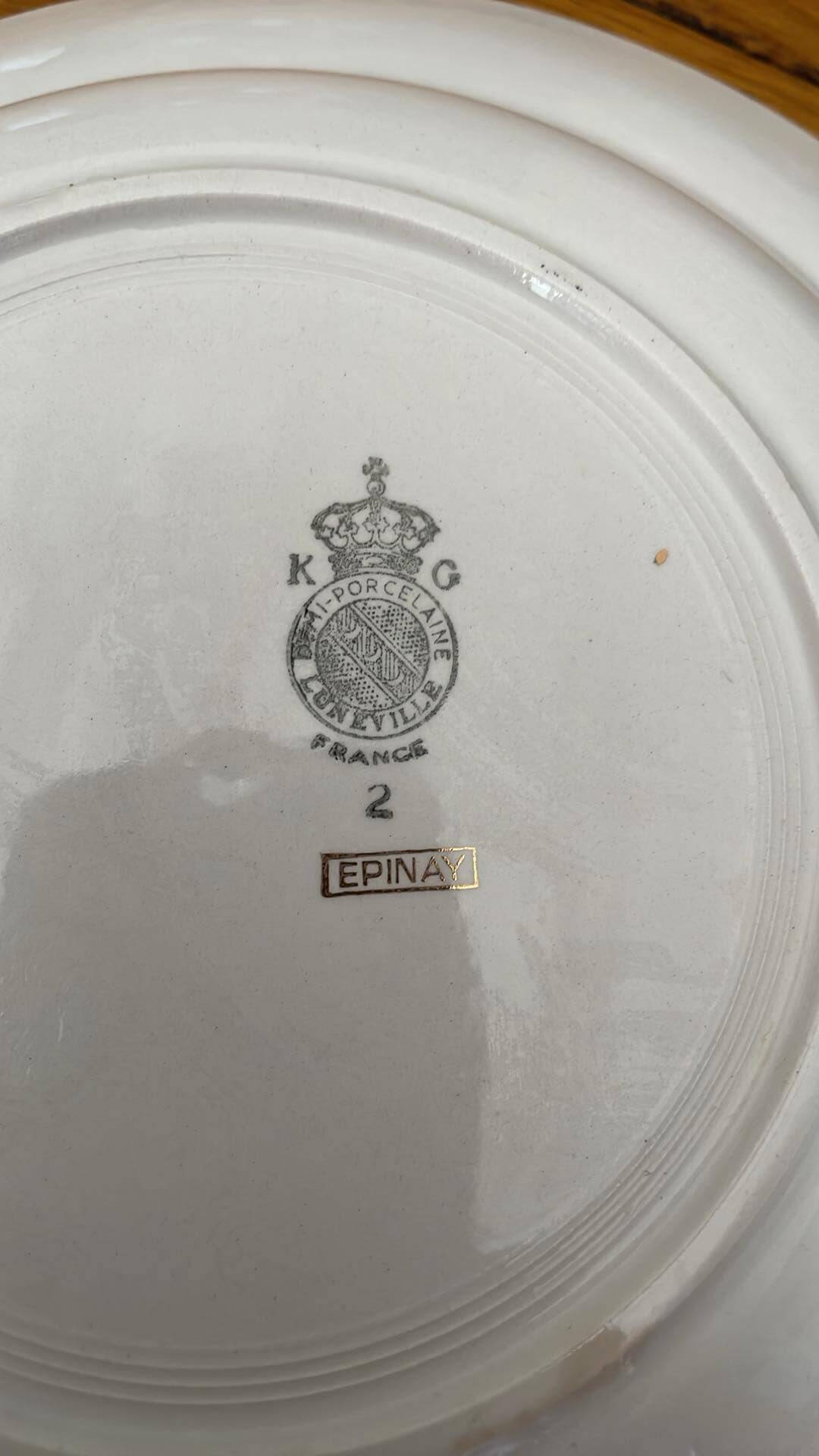set of 20 KG Luneville soup plates, Epinay model