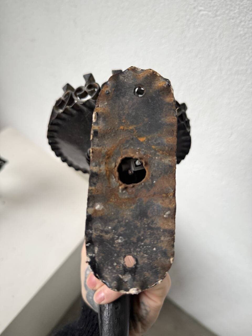 Black metal brutalist wall lights