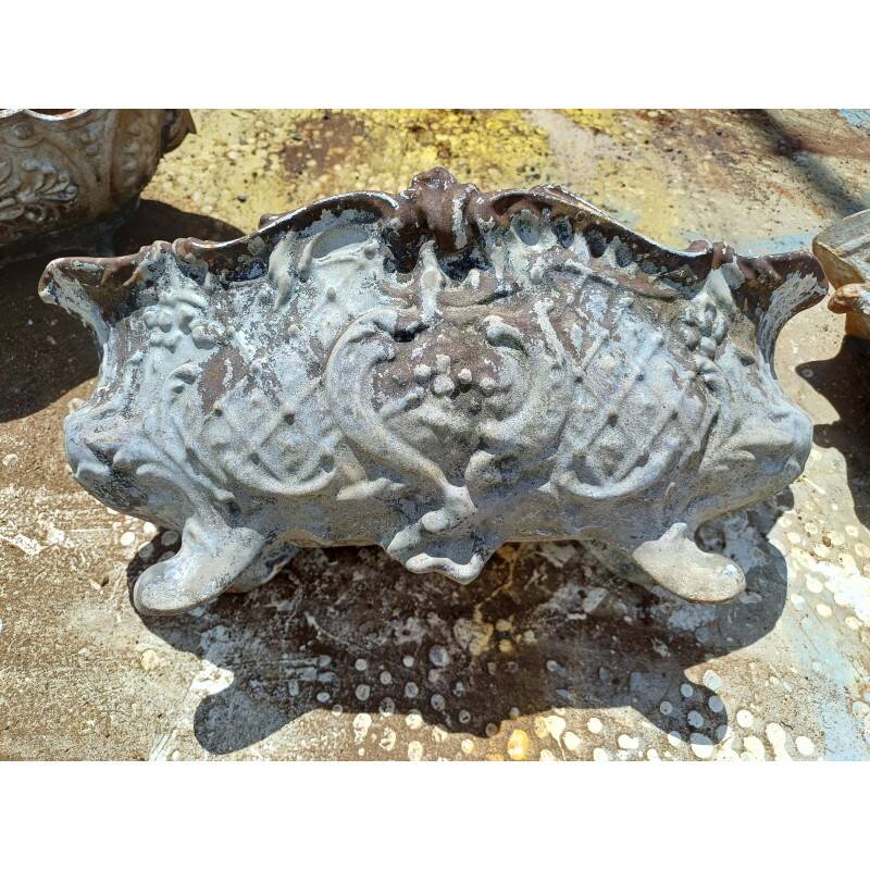 3 cast iron planters from 1900 from Charleville-Mézières, rockery style