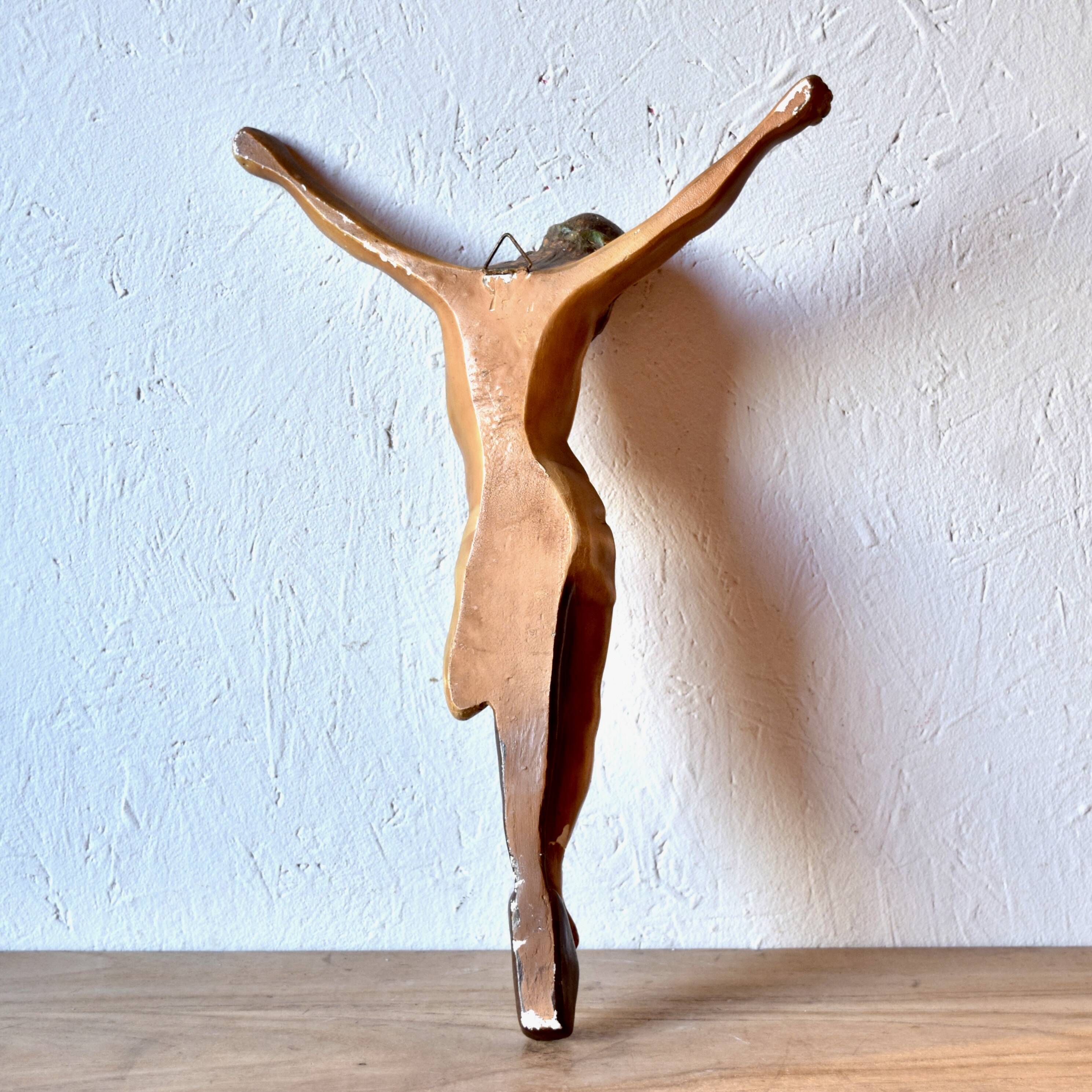 Plaster hanging icon - sculpture of Jesus in crucifixion position