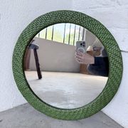 Woven wicker round mirror 1960