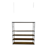 60s wall-mounted string shelf, wood and metal