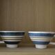 Set of 2 cups Gourin, Triskel with blue and brown stripe