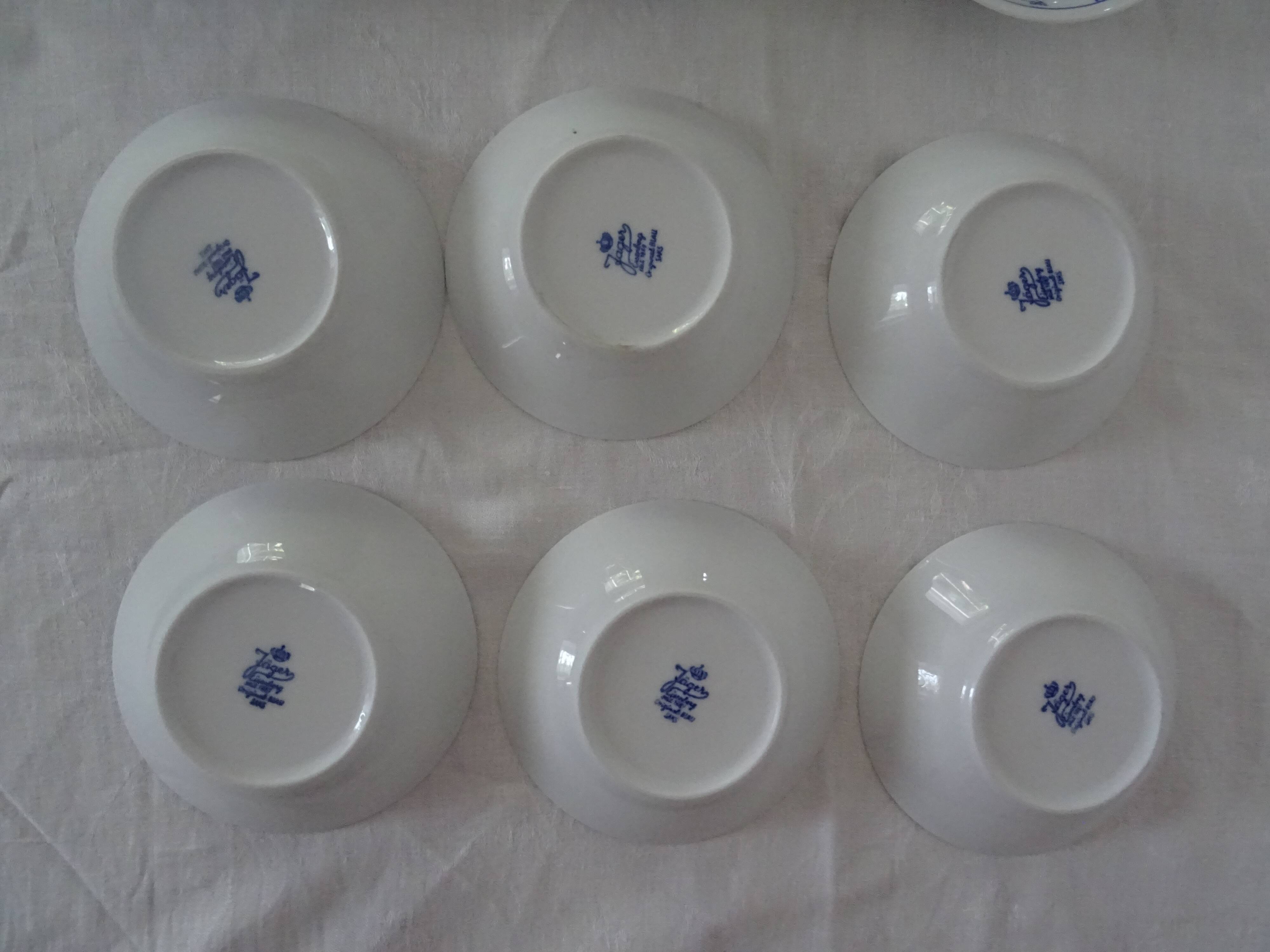 9 jäger cups porcelain 3563 saxony bavaria blue decor