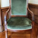 Pair of mahogany armchairs/palm décor/Restoration period