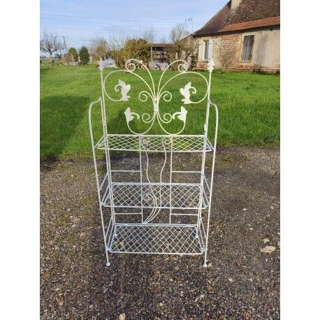 White folding wrought iron shelf