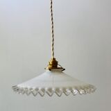 Vintage 50s serrated opaline pendant lamp