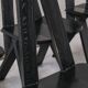 Set of six black dining chairs