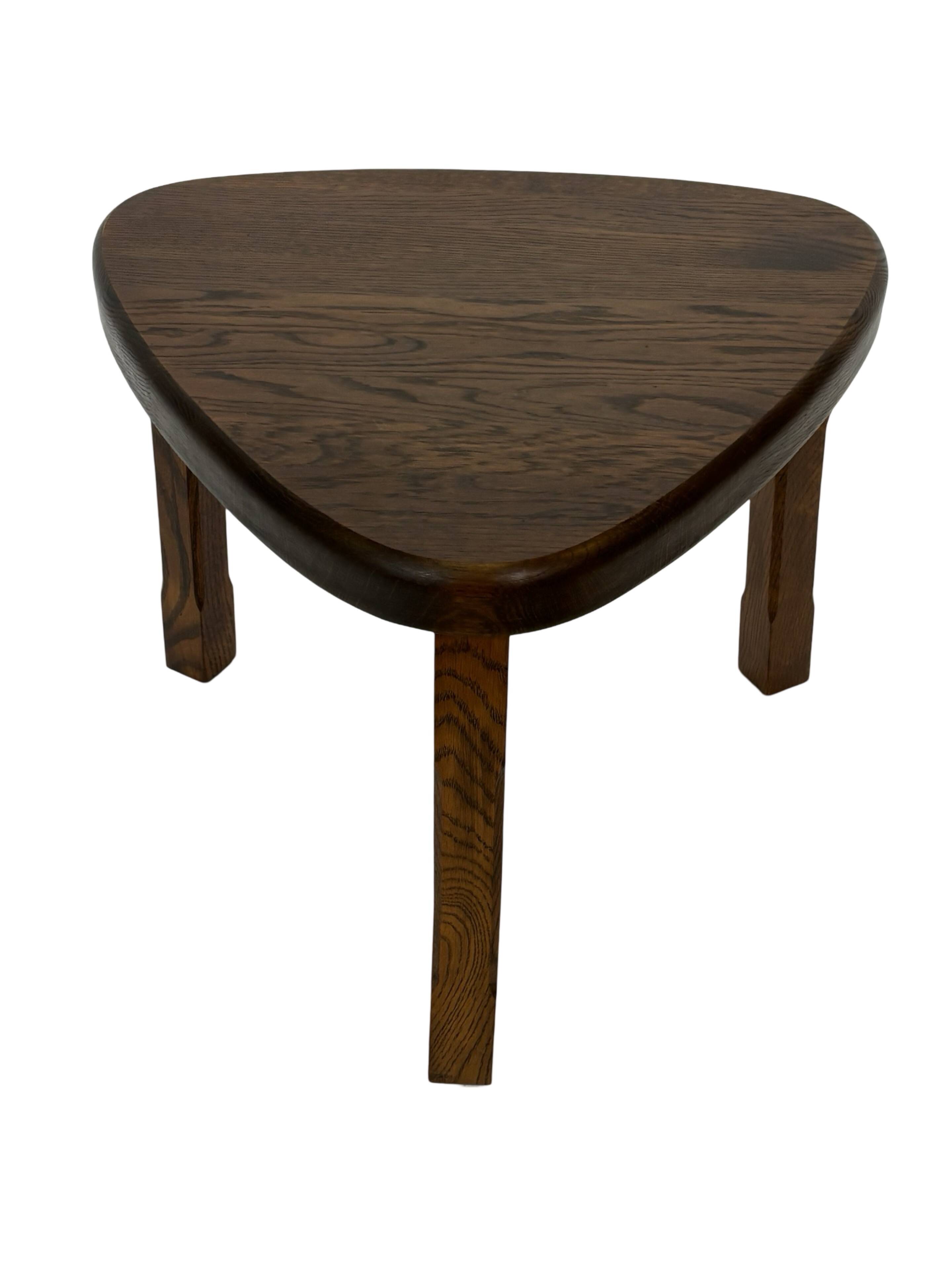 Set of 3 brutalist oak oval side or nesting tables minimalist design 1970s