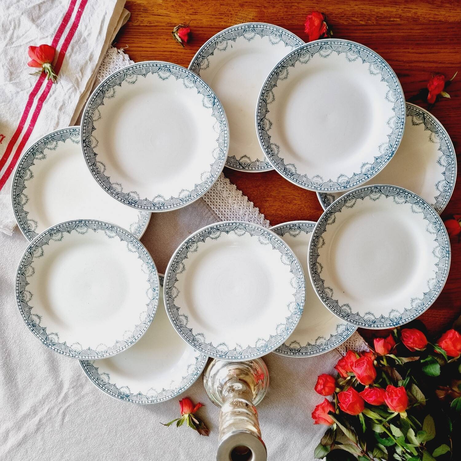 10 assiettes à desserts Léon Graves Clairefontaine Recamier