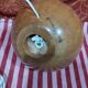Vintage : pied de lampe boule en bois tourné made in italie i.m.t