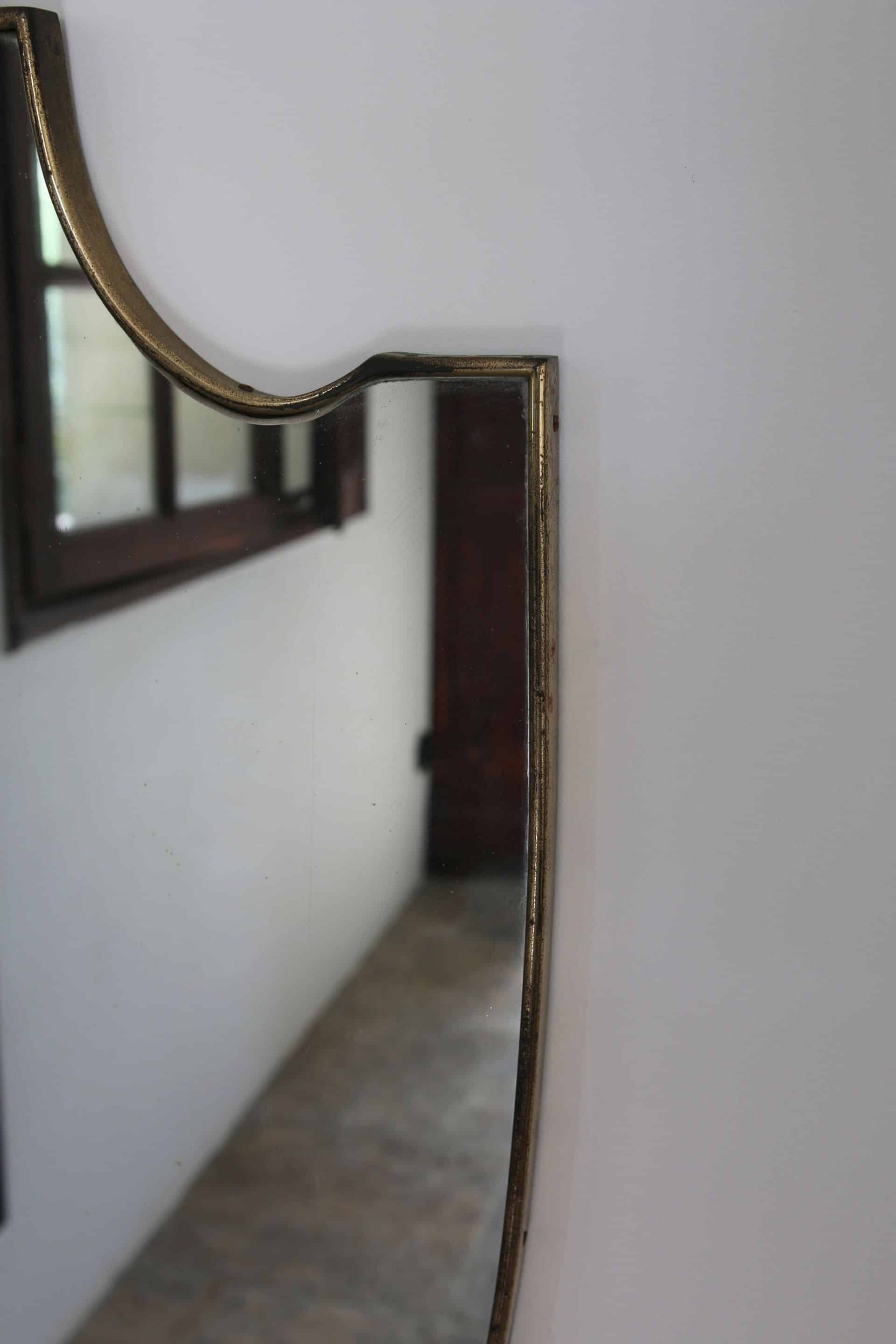 Brass mirror Italian crest Mid-Century, 1950-60