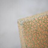 Pair of vintage armchairs in oak and embossed fabric, with old republished certificate of authenticity