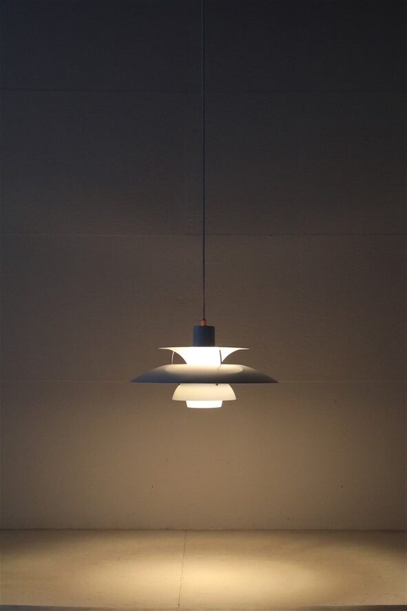 Louis Poulsen / Poul Henningsen “PH 5” pendant lamp with glass diffuser / Mid-century Danish modern design / PH5