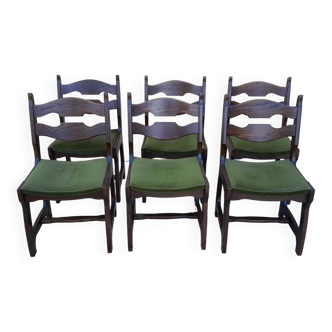 6 vintage guillerme and chambron chairs