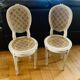 Pair of Louis XVI chairs from the late 19th century with checkerboard caning