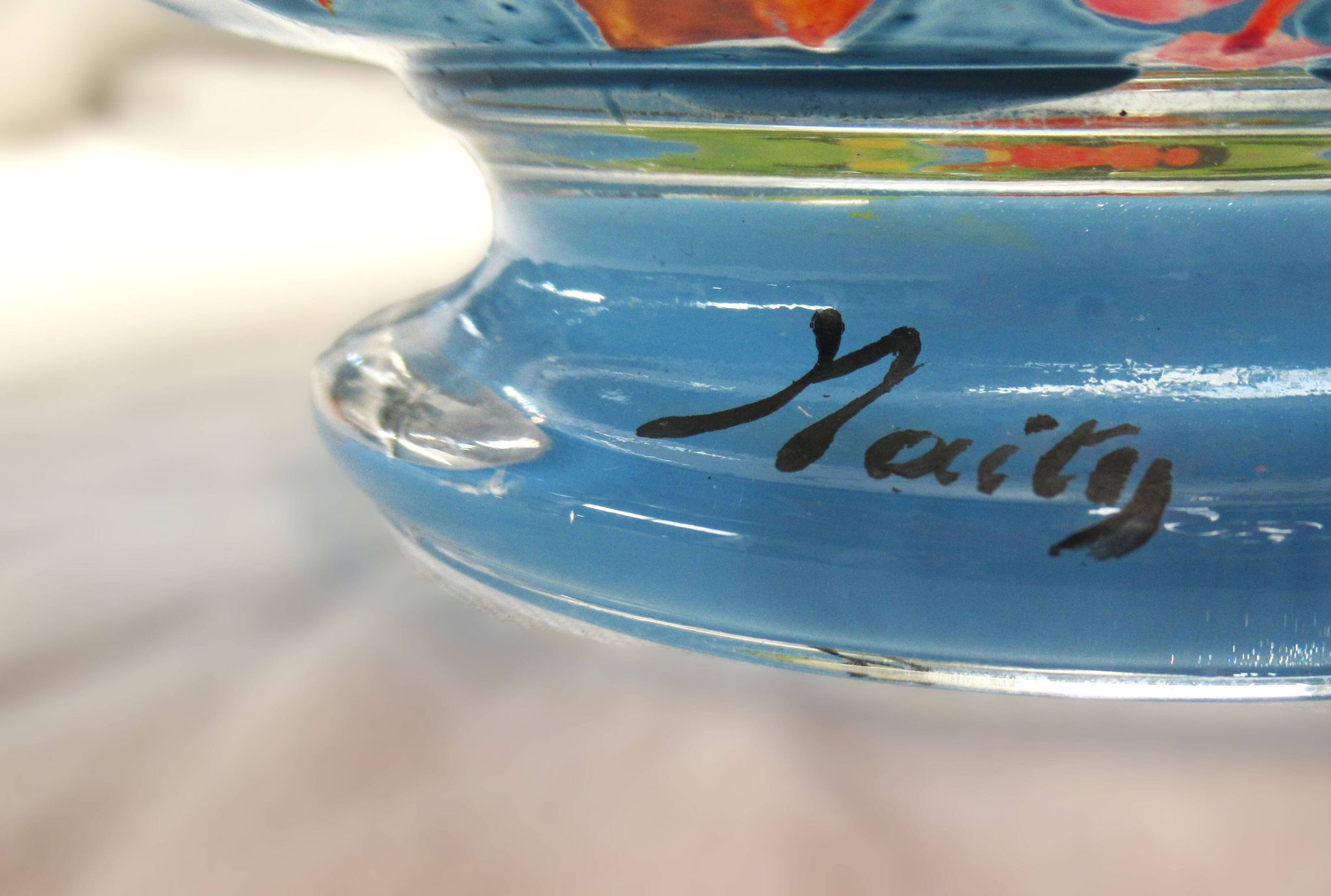 Coupe « Noémie » Val Saint Lambert – Art Déco, peinture artisanale
