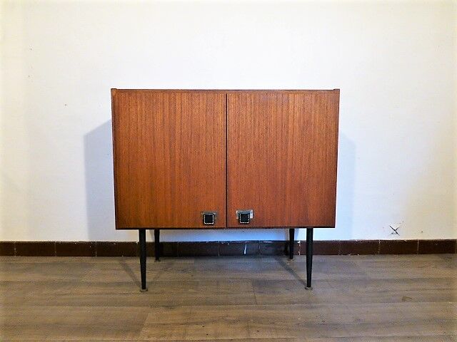 Piece of teak, brass and leather furnitur, Sab brand 1960