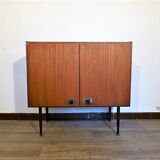 Piece of teak, brass and leather furnitur, Sab brand 1960