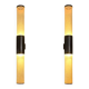 Pair of monumental wall sconces (77 cm) in steel and amber bubbled glass – Italy, circa 1970