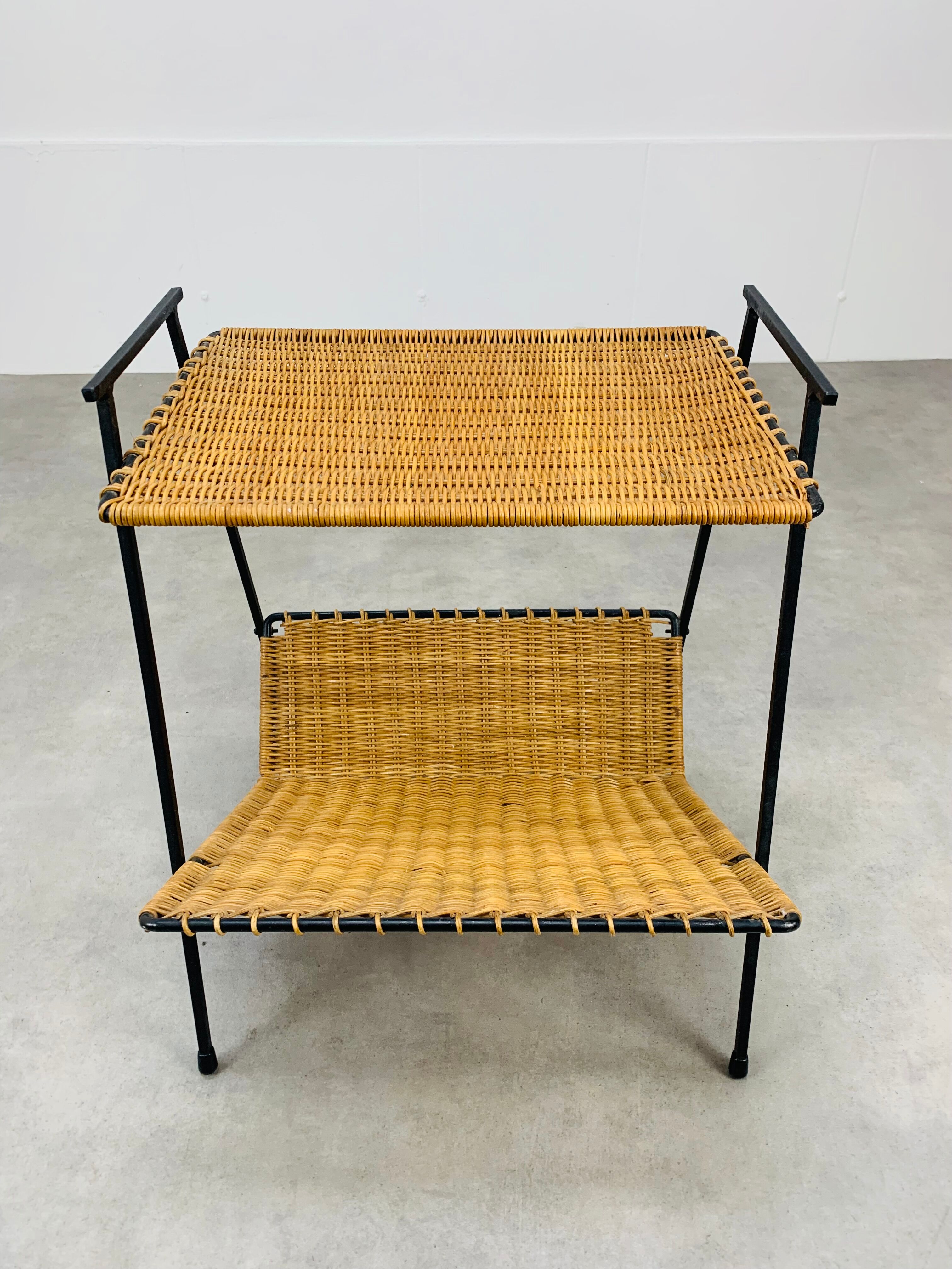 Side table rattan metal 50s, door review