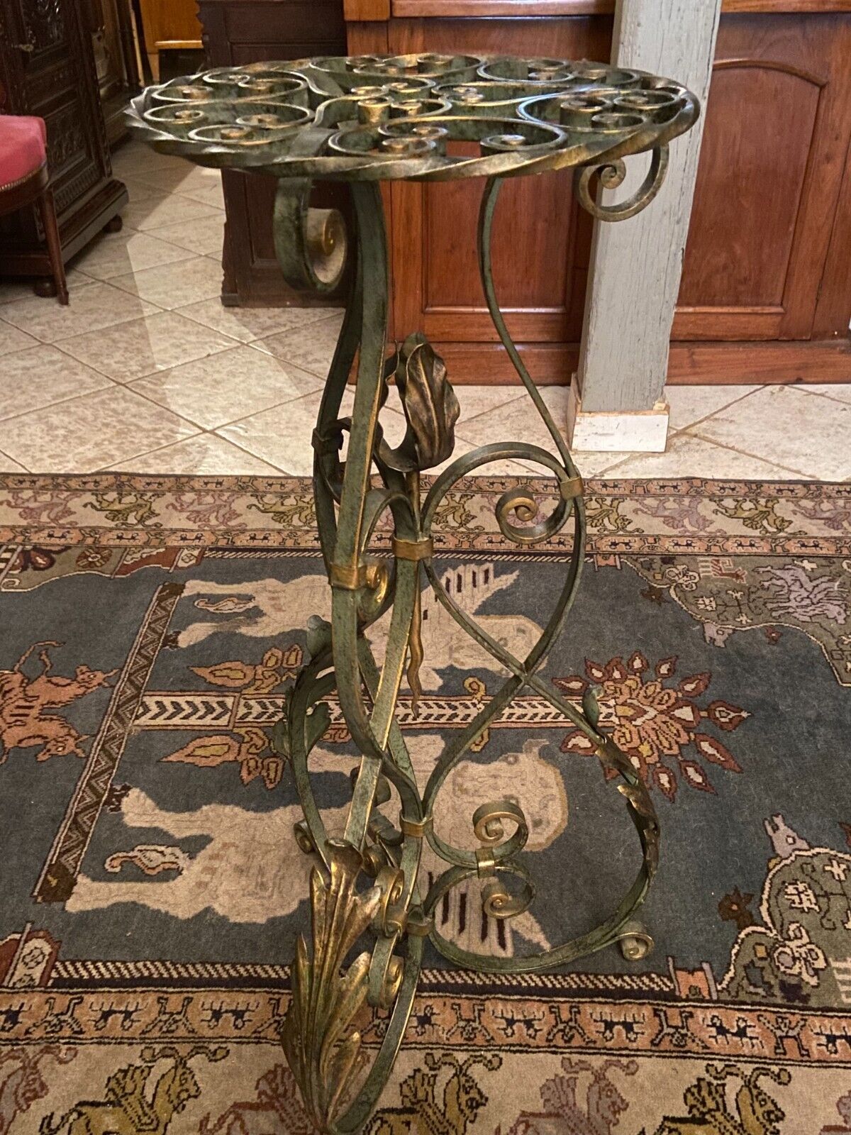 Louis XIV style wrought iron pot holder