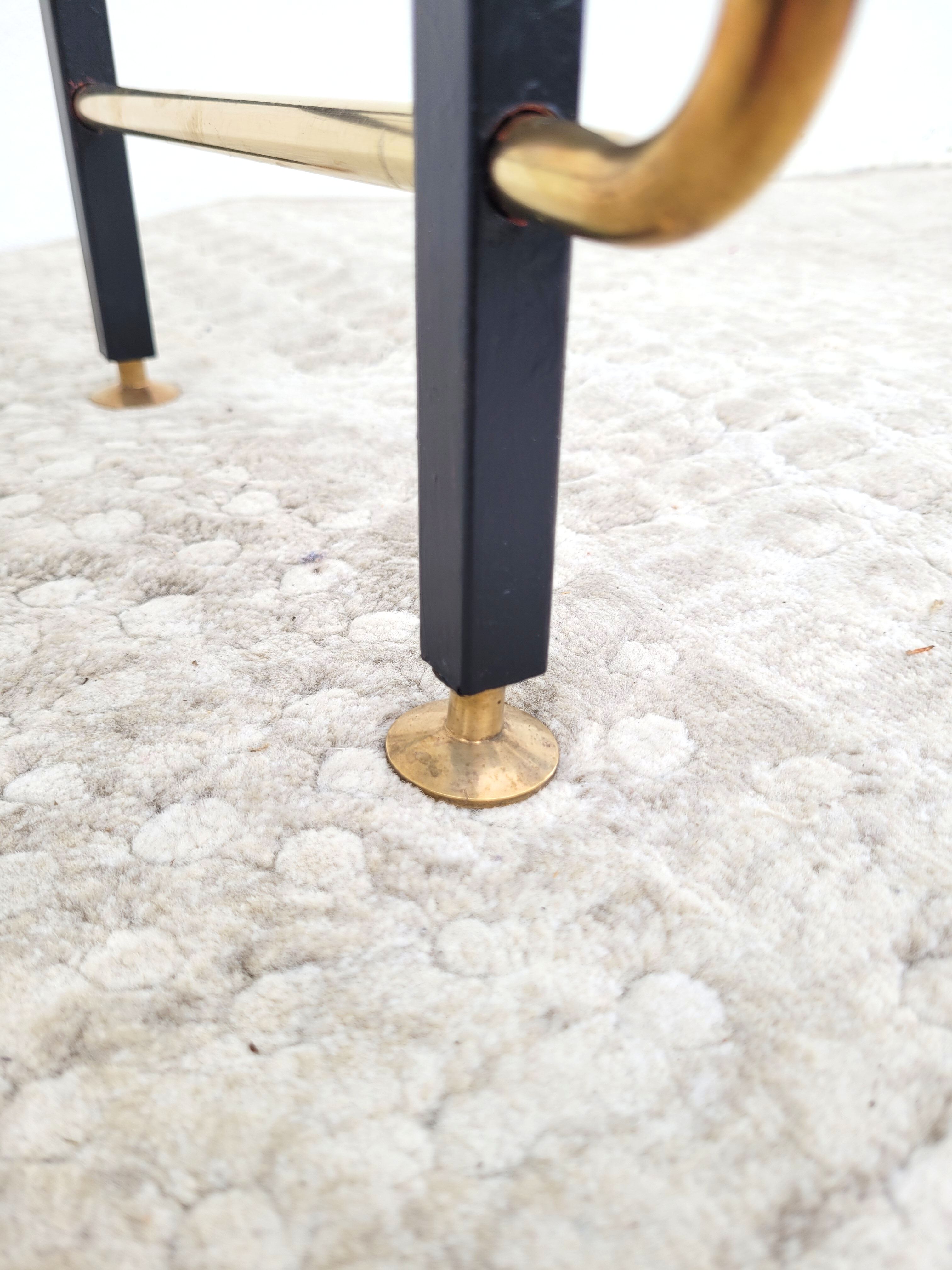 Asymmetrical coffee table 1960 glass and brass