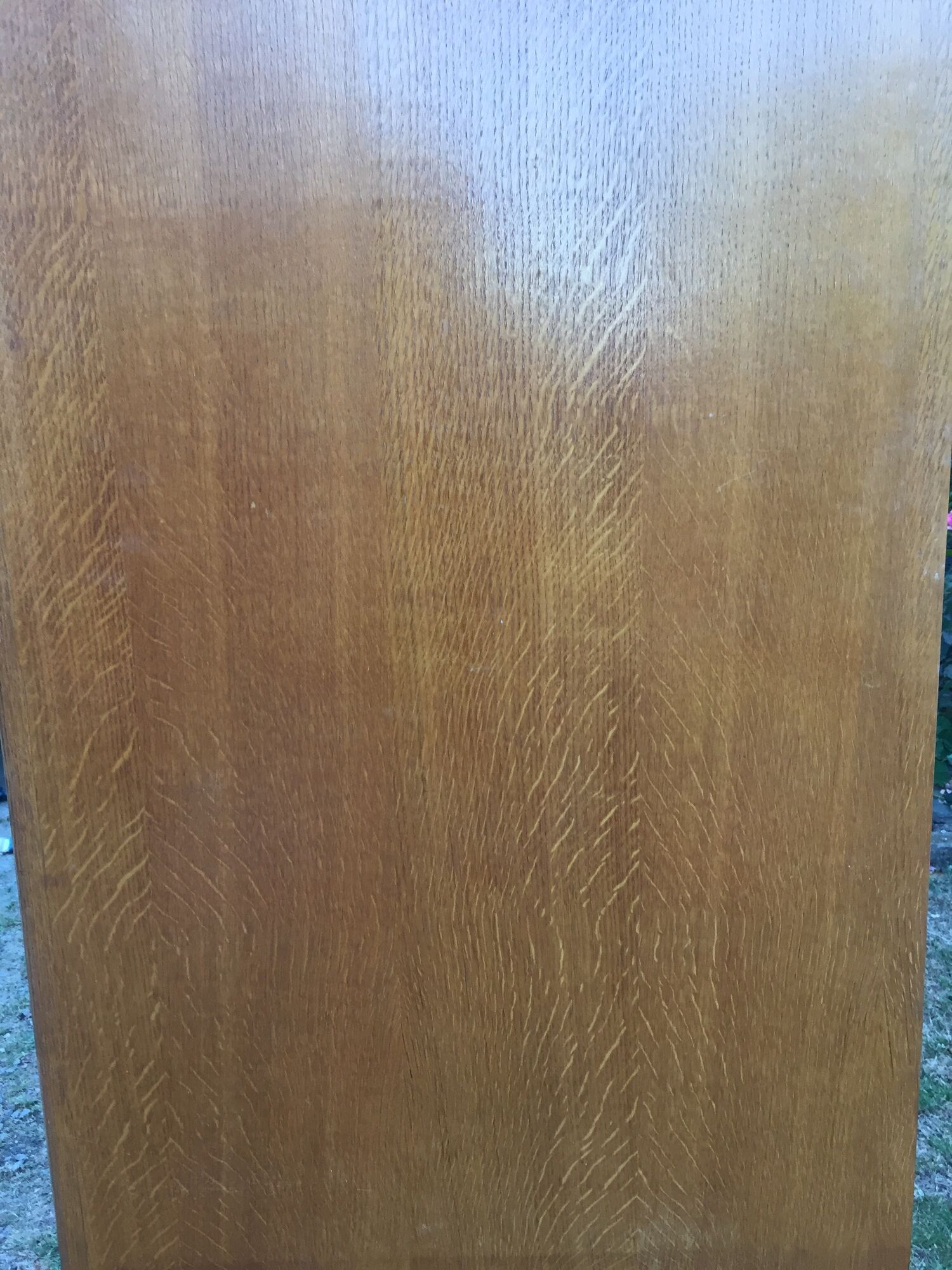 Vintage wardrobe with compass feet in oak and oak cp with 2 sliding doors.