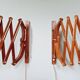 Pair of teak scissor wall lights, Scandinavian style, 1960s