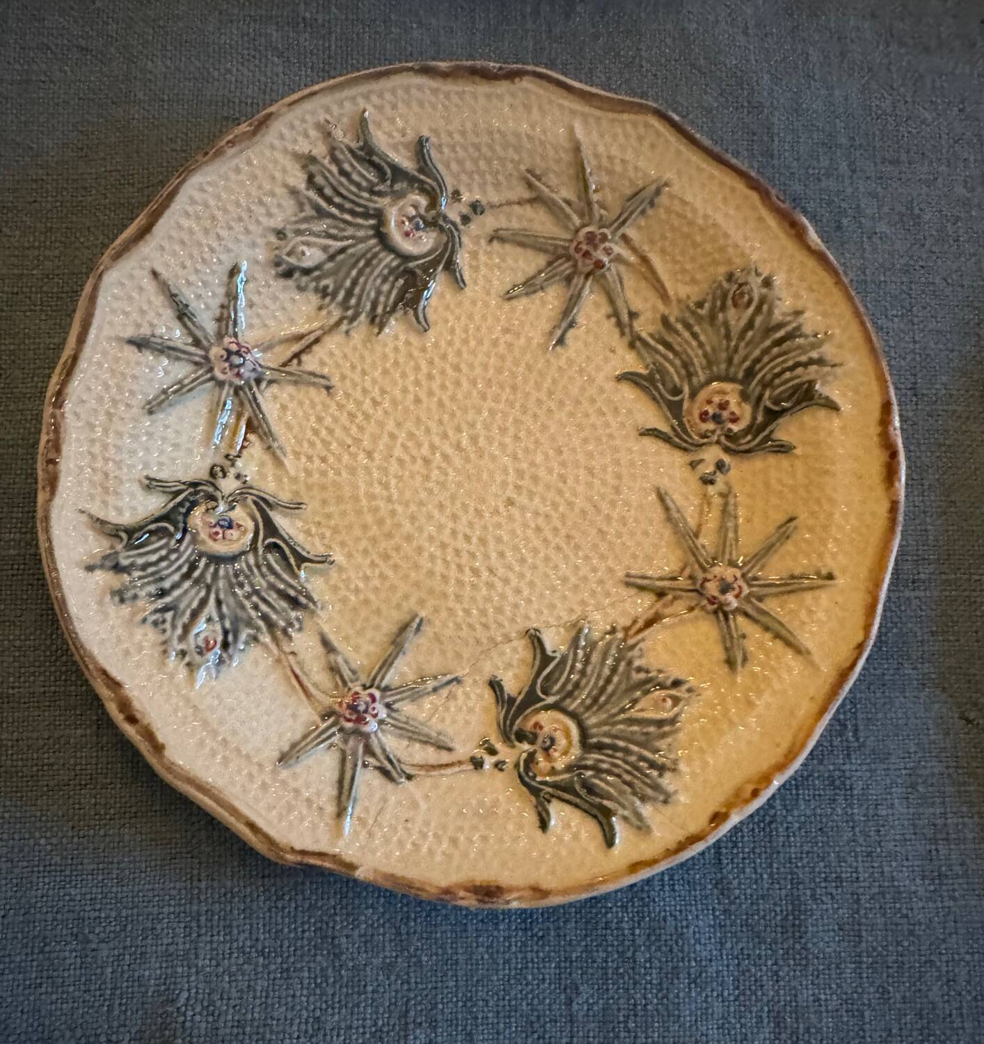 Wasmuel barbotine coffee and dessert plate service, late 19th century (19th century)
