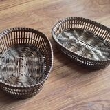 Two small vintage openwork wicker baskets