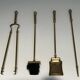 Neoclassical Fire Set in Bronze and Brass Finely Chiseled