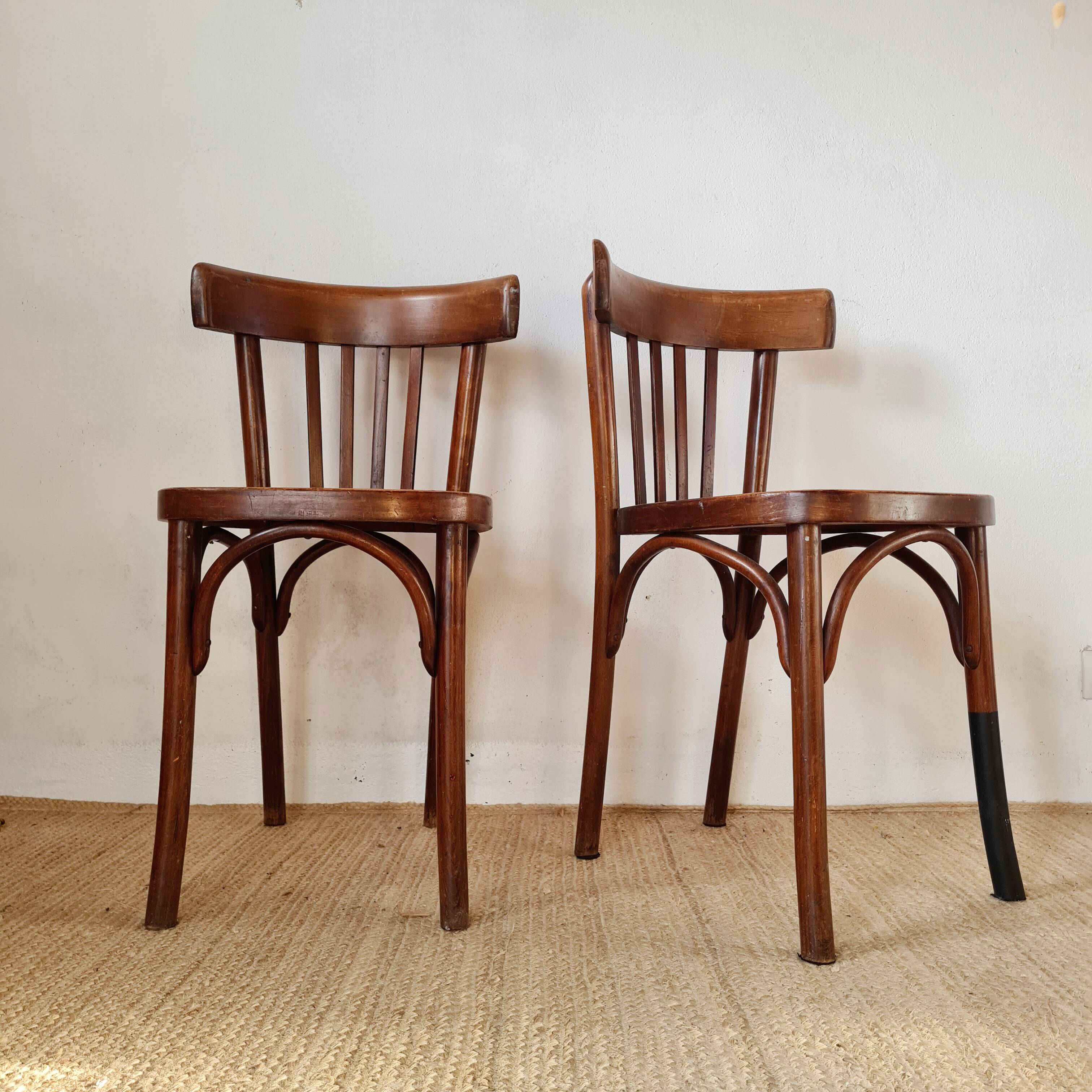 Pair of vintage wooden bistro chairs
