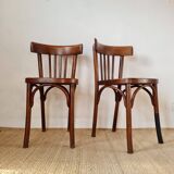 Pair of vintage wooden bistro chairs