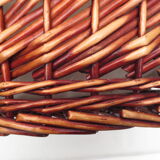 Wicker storage basket, oval and lined with fabrics, with lid