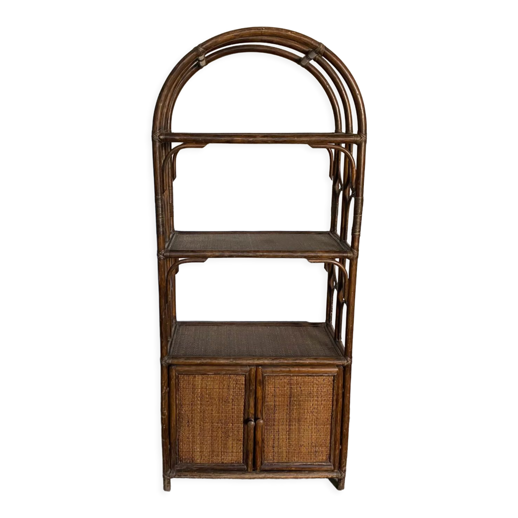 Vintage rattan bookcase 70s