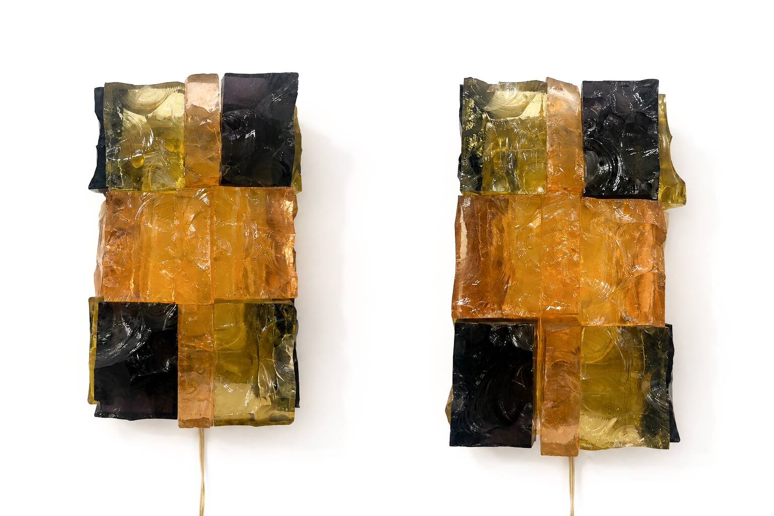 Pair of Patchwork Wall Lights, Jean Simon Labret, 1970s
